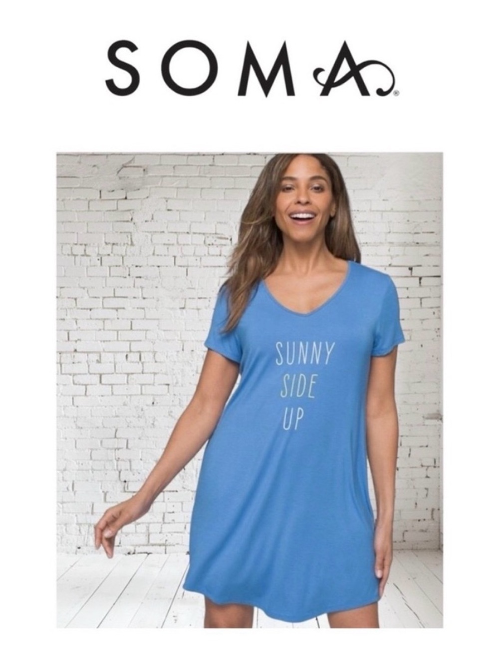 New Soma Cool Nights Blue Sunny Side Up 
Nightgown